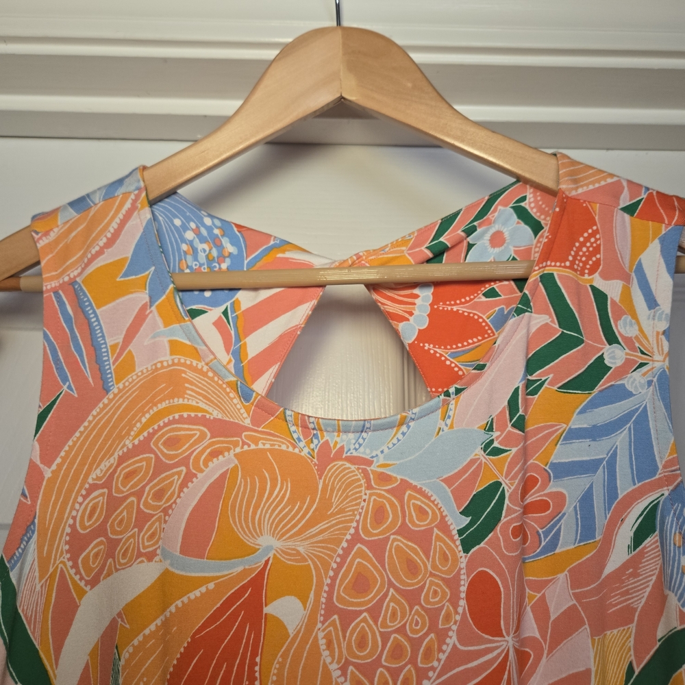 Talbots Floral Maxi Dress, Sz L Orange/Pink - Picture 3 of 12